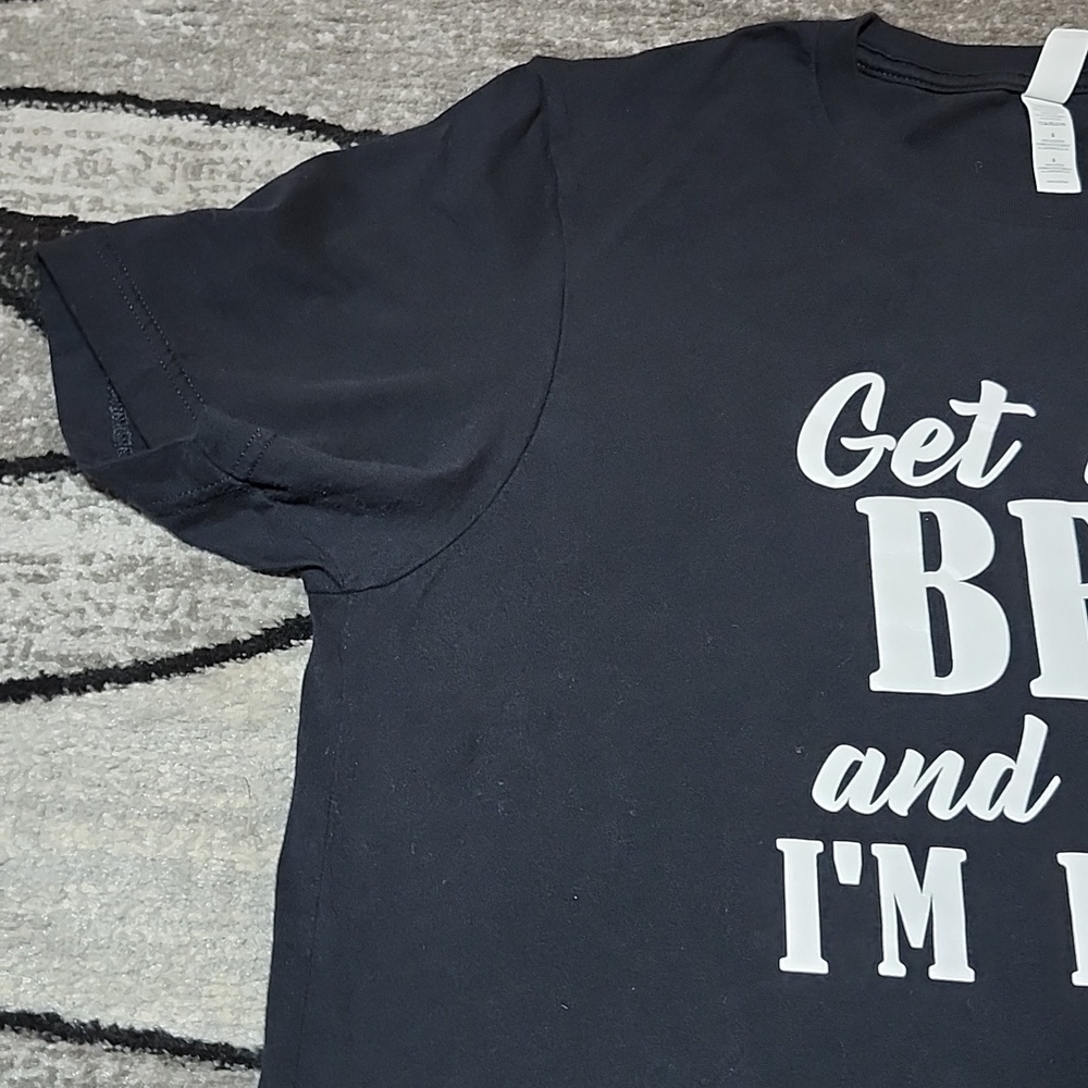 "GET ME A BEER AND TELL ME I'M PRETTY" FUNNY BLACK CREWNECK TEE-SHIRT LARGE - Picture 3 of 11